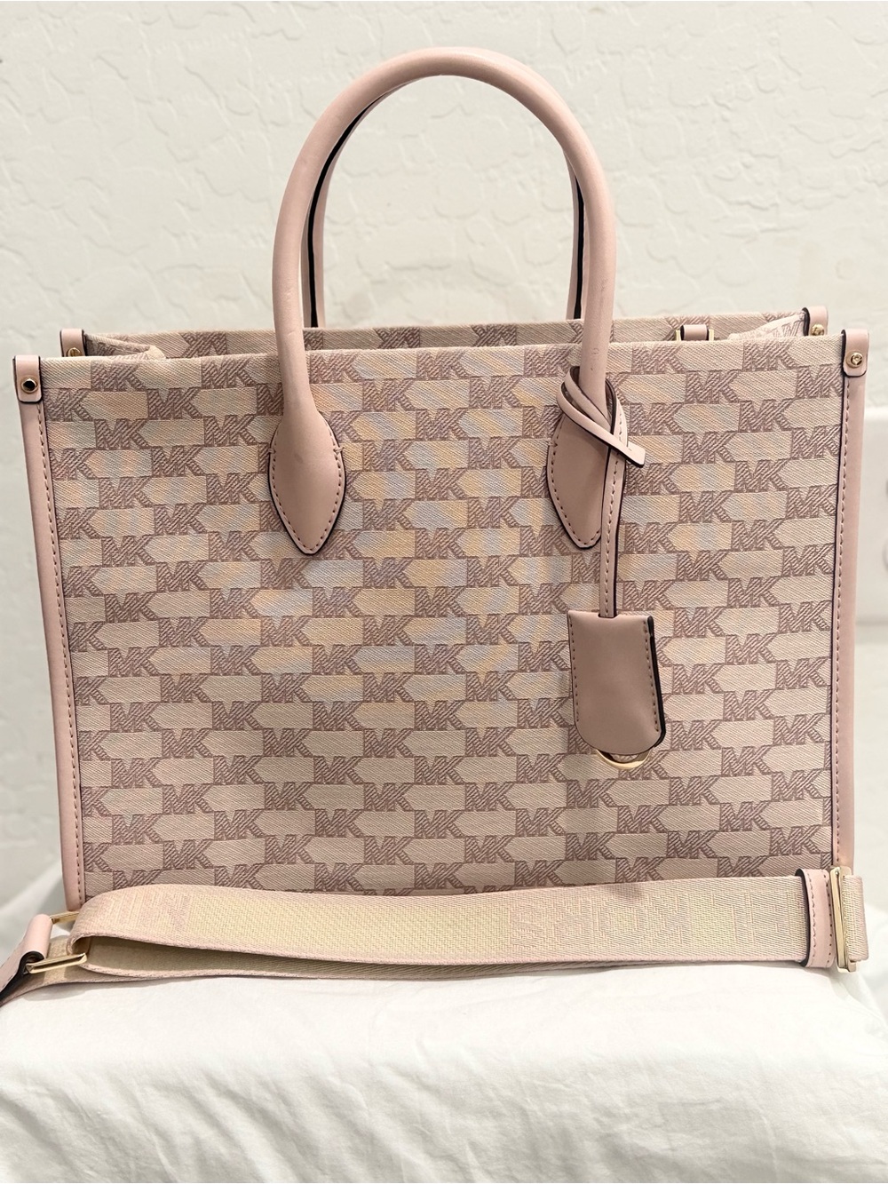 Michael Kors Pale Pink Logo Tote with Removable Strap